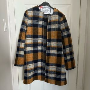 Coat Open style. Cynthia Rowley Medium plaid wool